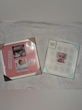 First Moment & First Year Baby Photo Frames -Pink & Cream (Listed Price for Both